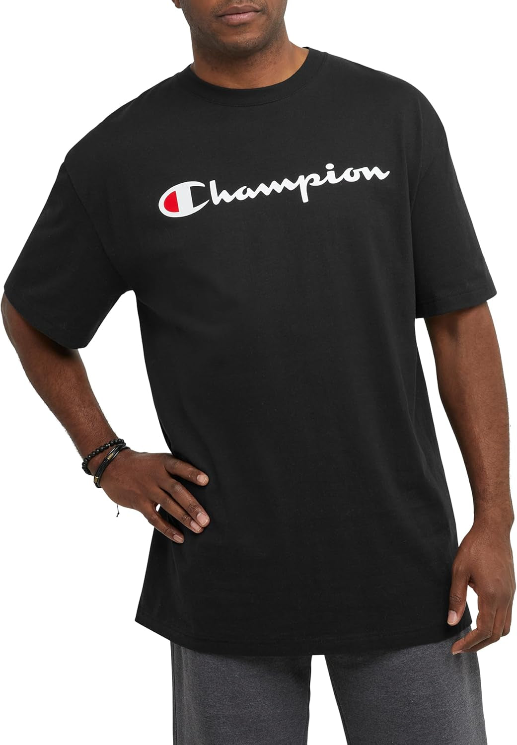 , Cotton Midweight Crewneck Tee, T-Shirt for Men, Script (Reg. or Big & Tall)