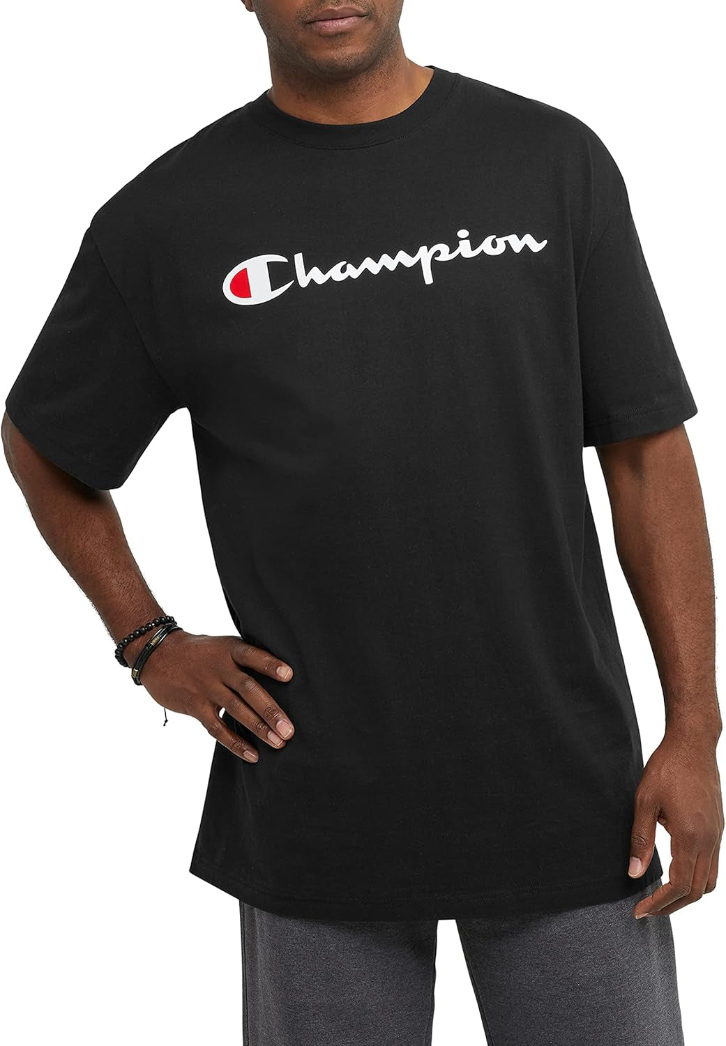 , Cotton Midweight Crewneck Tee, T-Shirt for Men, Script (Reg. or Big & Tall)
