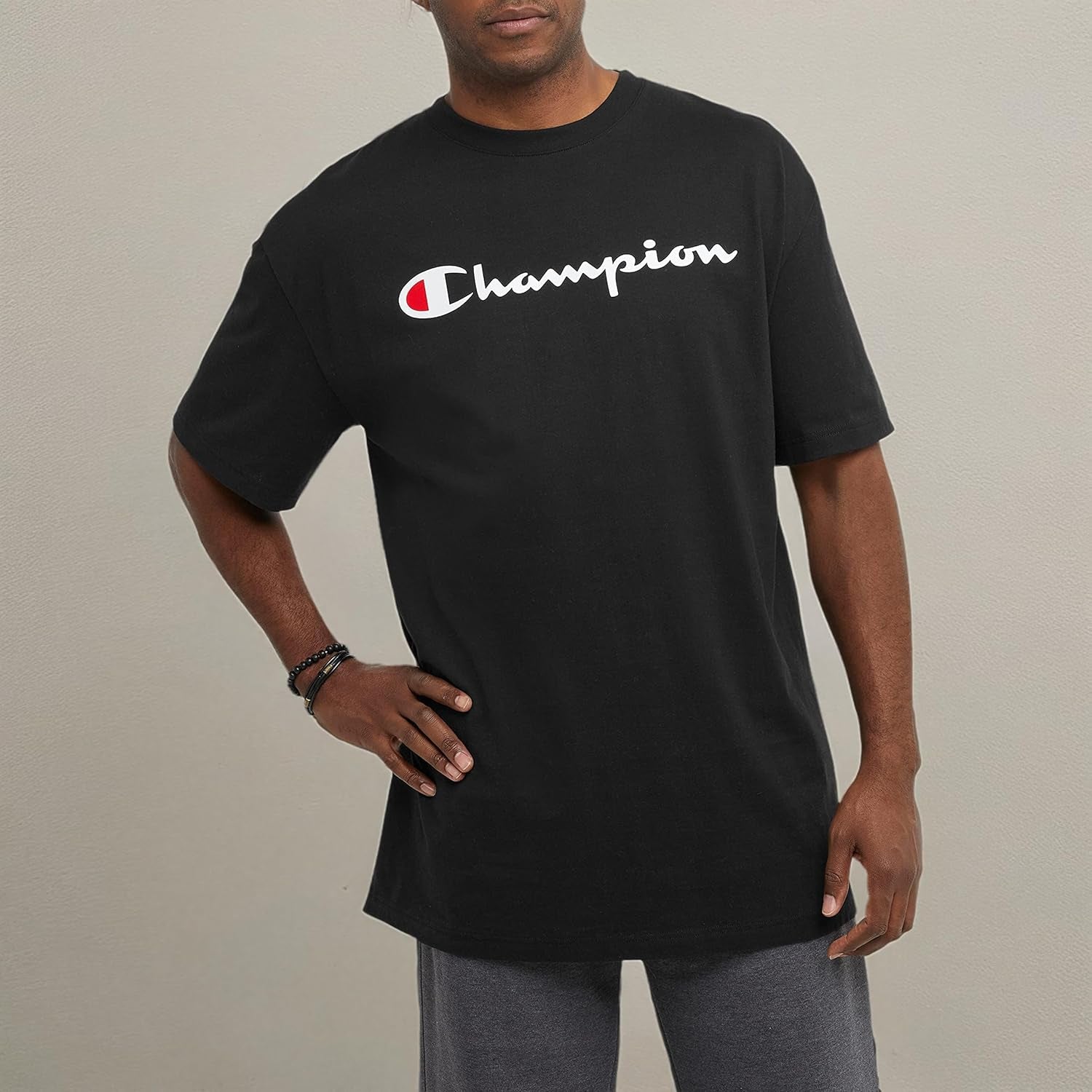 , Cotton Midweight Crewneck Tee, T-Shirt for Men, Script (Reg. or Big & Tall)
