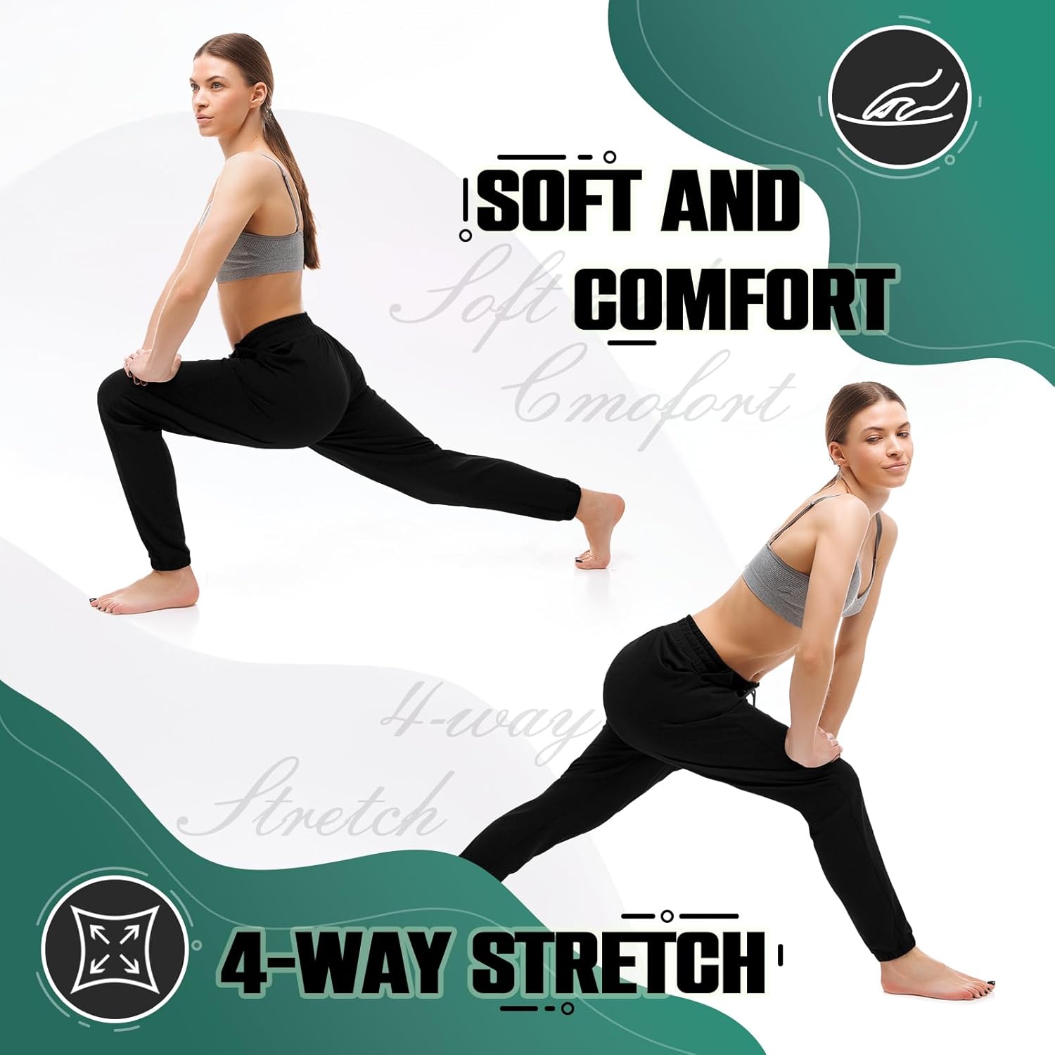 Womens Joggers with Pockets, Drawstring Sweatpants Women for Lounging Jogging Workout and Gym